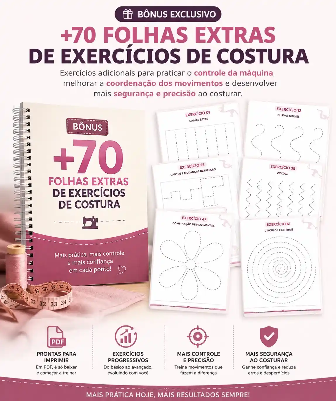 +70 Folhas Extras de Exercícios de Costura